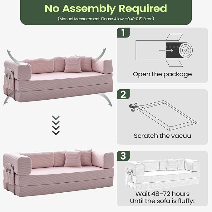 Multi-functionalcorduroy Sofa Bed, Crafted from Corduroy Fabric, is Ideal for Apartments and Living Rooms. Sleeper Sofa Couch Folding futon or Foldable Floor Convertible Floor Studio | Multi-functional