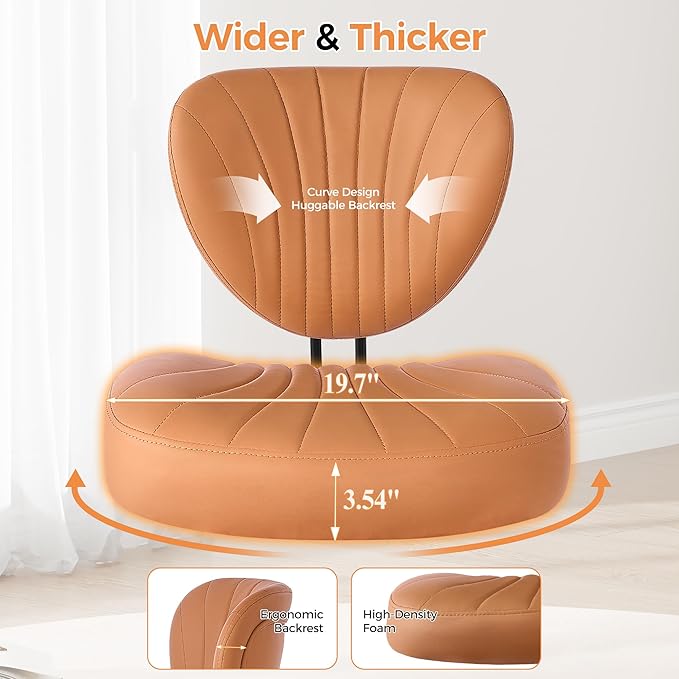 Cross Legged Office Chair, Ergonomic Criss Cross Chair with Wheels, 360° Swivel Height-Adjustable Meditation Chair for Yoga & ADHD, Wide Kneeling Chair with Strong Lumbar Support (Brown) BPY01Z