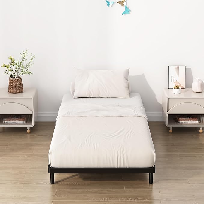 Upcanso Twin Box Spring Bed Base 2 Inch, Low Profile Metal Boxspring Twin Bunkie Board 2 Inch, 2000 Lbs Max Weight Capacity Mattress Foundation, Noise-Free, Easy Assembly