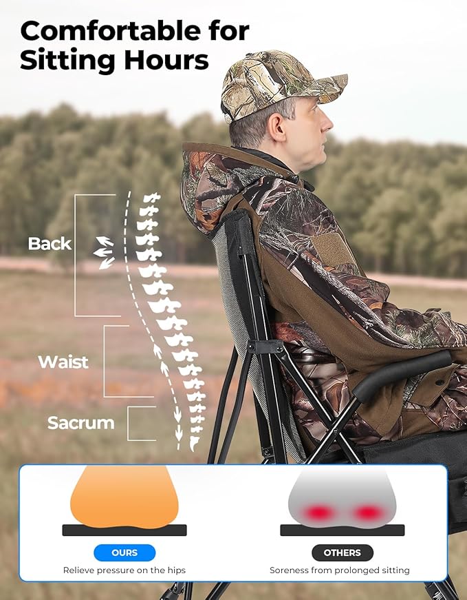 KEMIMOTO Hunting Blind Chair 360 Degree Silent Swivel, 300 Lbs Height Adjustable Quick Folding Portable Comfortable Hunting Deer Fishing Ground Chair