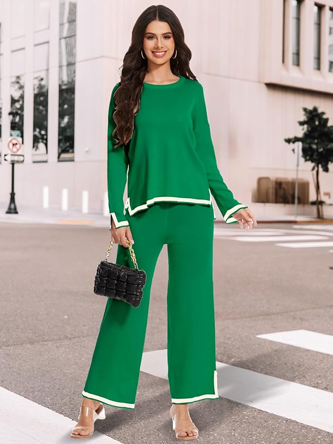YOKGO Petite Lounge Sets for Women Long Sleeve Sweater Pajama Sets Sweatsuits 2 Piece Pant Sets Tracksuit Travel Outfits
