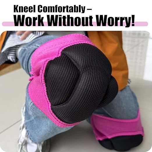 Garden Knee Pads for Women for Flooring House Cleaning, Soft Kneeling Cushions for Weeding Planting, Comfortable Protective Knee Pad for Kneeling for Yard Carpet Concrete Work for Christmas, Pink M