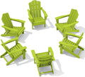 KINGYES Folding Adirondack Chair Set of 6, HDPE All-Weather Folding Adirondack Chair, Apple