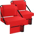 Stadium Seat 2 Pack for Bleachers with Back Support,Portable Bleacher Chairs with Back and Cushion，Red