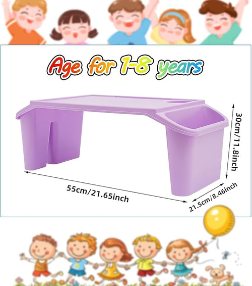4 Pack Kids Lap Desk Tray with Storage Slots, Portable Lap Desk, Activity Tray, Plastic Breakfast Laptop Trays, Drawing, Stackable, Writing, Eating, Classroom, 21.65" L x 11.8" W x 8.46" H