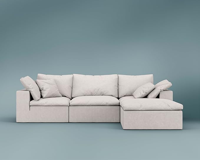 ROVE LAB R4 Sofa Sectional – Cloud-Soft SmartFoam® Comfort – Fully Modular, No-Tool Setup – 100% Foam Structure – Hypoallergenic, Spill-Resistant, Pet Friendly (Performance Corduroy, Comet Ivory)