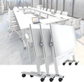 Folding Conference Room Tables, Flip Top Mobile Training Table with Wheels, Mobile Dynamic Meetings Training Tables, Portable Office Executive Desk, Rolling Seminar Meeting Table (3, White, 55.1in)