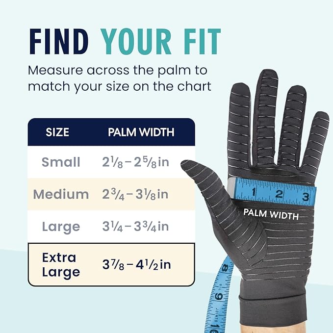 Dr. Frederick's Original Copper Compression Arthritis Gloves - Doctor-Developed Hand Pain Relief for Arthritis, Carpal Tunnel & Tendonitis - All-Day Comfort, Typing & Daily Use - Full Finger, X-Large