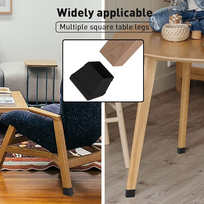 Uukyttrium 16pcs Square Silicone Chair Leg Floor Protectors.(1-1/2" Black Large).