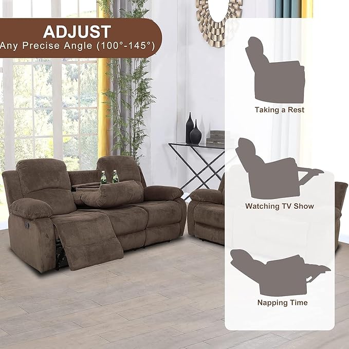 AYCP Corduroy Living Room Furniture Set Reclining Sofa Set Loveseat Furniture Sets in Living Room Sofa Recliners(Sofa+Loveseat, Taupe Corduroy)
