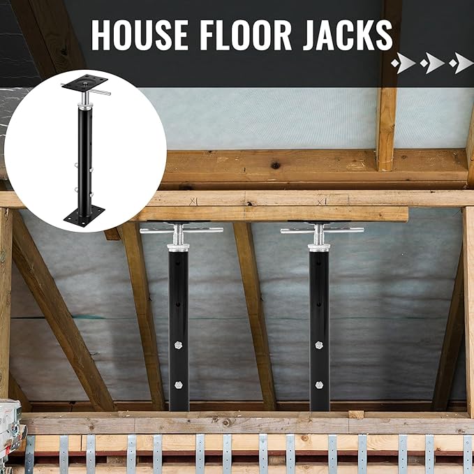 Yaocom 4 Pcs Adjustable Jack Post, 19"-36" Height Range, Basement Floor House Screw Jacks for Lifting Joist Beam Brace for Cellar Ceiling, Center Point Load Capacity 11023 Lbs (Black)