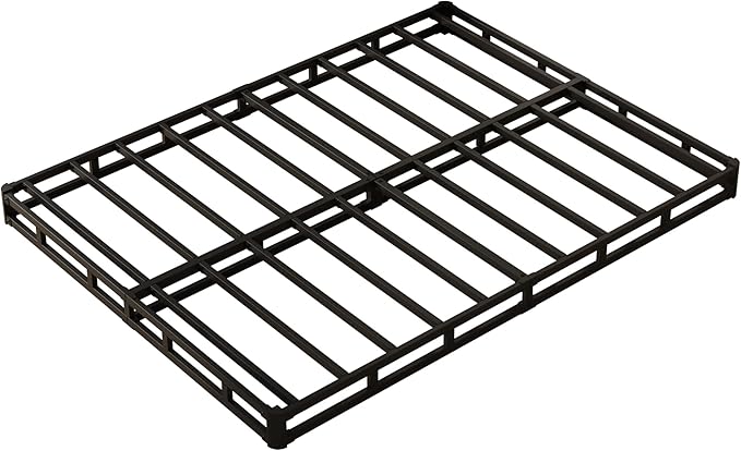 Maenizi Queen Box Spring 4 Inch Low Profile, Heavy Duty Metal Box Spring Bed Base with Fabric Cover, Mattress Foundation, Easy Assembly, Noise Free, Black