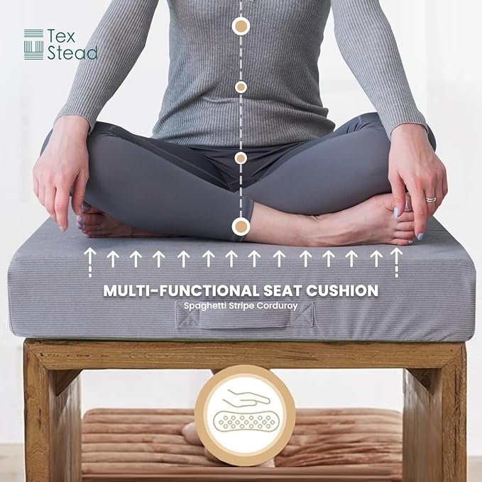 16 inches Meditation Floor Pillow Square Large Floor Cushions for Adults, Thick Memory Foam Seat Cushions for Yoga, Living Room, Sofa, Tatami, Bay Window Beige