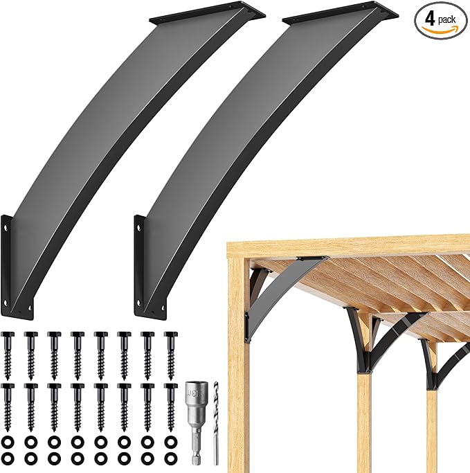 Uphode Q235-Steel Integrated Arc 2''x4''(Actual Tube Dia: 1.5''x 3.2'') 45 Degree Angle Support Brackets Heavy Duty 4Pack