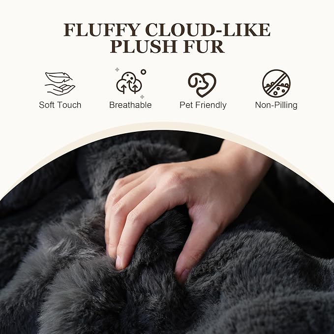Bean Bag Chair for Adults, Lovely Bean Bag Chair with Plush Faux Fur, Lazy Floor Sofa, Comfy Reading Nook Chairs, Couch Single Sofa for Living Room Bedroom Office (Dark Grey)