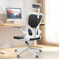 Office Chair Ergonomic Desk Chair with Lumbar Support&Headrest&Flip-up Arms Height Adjustable Rocking Swivel High Computer Chair Multi-Angle from 90° to 125° with 350LBS Capacity (03White+Black)