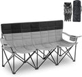 Teenyyou 3 Person Camping Chair Fully Padded Outdoor Oversized Loveseat Counch Double Camping Sofa with Cup Holder and Carry Bag for Lawn Beach Outdoor (Black, Camp Chair)