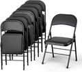 8 Pack Leather Chair | Foldable & Stackable | 350 lbs Capacity Steel Frame Seats for Indoor or Outdoor | Commercial Use Events Wedding Party Events Bulk Picnic Kitchen Dining - Black