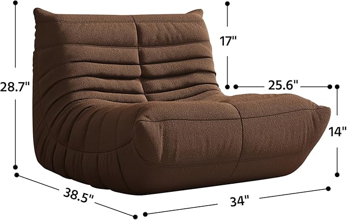 Bean Bag Chair, Fireside Chair, Large Bean Bag Chair for Adults, Bean Bag Chairs for Teens with High-Resilience Foam, Non-Slip Base Floor Lounge Sofa,Living Room (Coffee, Single)