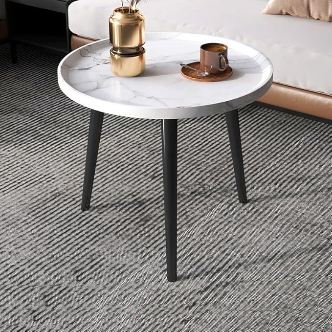 CraftThink Coffee Table, Modern Small Coffee Table with 3 Legs, Wooden Cocktail Table Farmhouse Retro Accent Center Table Side End Table for Living Room Easy Assembly, White 19" H x 19.5" L x 19.5" W