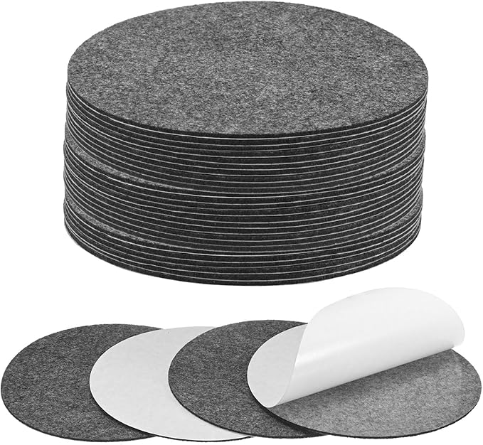 30-Pack Lamp Base Felt, 6 Inch Dia. 2mm Thick Self Adhesive Round Fabric Felt Pads for Lamp/Furniture/DIY, Non-Slip Fiber Backed Patch Circles with Adhesive Backing [Grey]