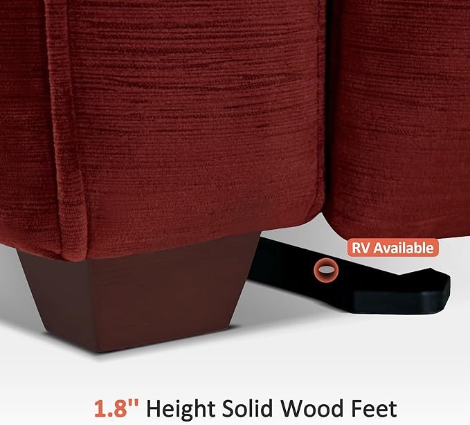 MCombo 73.8'' Wall Hugger Power Loveseat Recliner, Reclining Loveseat with Console, Adjustable Headrest, USB Charge Ports, Cup Holders, for Living Room, RVs, Small Spaces, Fabric ST258M2 (Burgundy)
