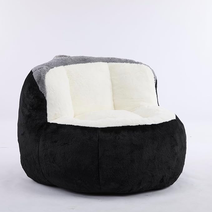KEIKI Oversized Bean Bag Chairs, Bean Bag Couch for Adults and Kids, Large Reading Chair, Multicolor Faux Fur Floor Sofa for Reading, Playing or Relaxing