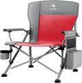 XL Premium Camping Chair - 400lb Capacity, Oversized 23.7" Wide Seat, Heavy Duty 600D Oxford Fabric, Padded Camping Chair Portable for Outdoor, Beach, Tailgate Parties Slate/Red