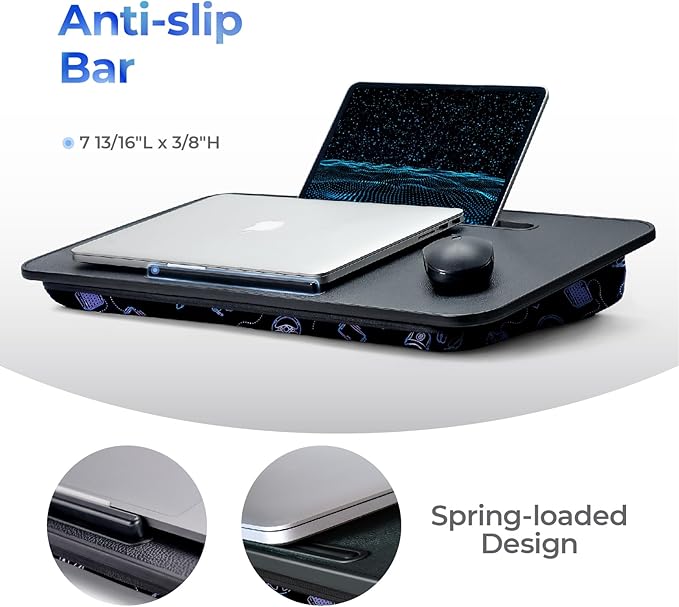 Lap Desk – L.DOCTOR Cushioned Lap Desks, Portable Laptop Desk for Bed, Couch & Floor, Washable Cushion, Built-in Phone & Tablet Slot, Fits 17.3" Laptop – Working, Writing, Gaming – Large, Gaming Accs