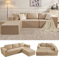 Furnify 106" Modular Sectional Couch Left/Right Facing Convertible, L-Shape Modern Teddy Sofa, Deep Seat Upholstered Foam Couch for Living Room Bedroom, No Assembly Required (Camel, Teddy Boucle)