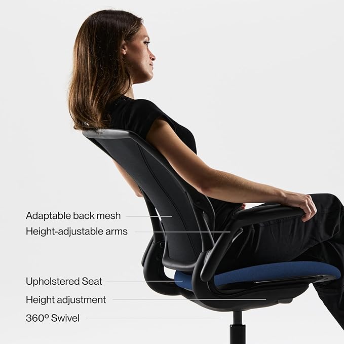 Humanscale World LM Task Chair, Black Frame, Autumn 0191 Seat and Black Catena Mesh Backrest, Soft Casters