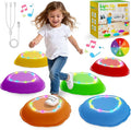 Scvcid Rechargeable Stepping Stones for Kids, 6pcs Music and Light Up Anti-Slip Balance Sensory Toys for Toddler, Kids Indoor and Outdoor Play Equipment, Birthday Gifts Toys for 3 4 5+ Year Old Kids