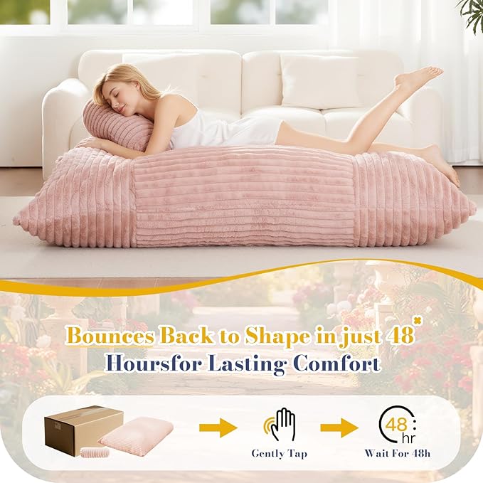 5 in 1 Bean Bag Chair with A Roll Pillow,Giant Bean Bag Chairs for Adults,Ultra Soft & Machine Washable Cover,Convertible Sofa Bed Floor Couch Lounger for Living Room,Bedroom
