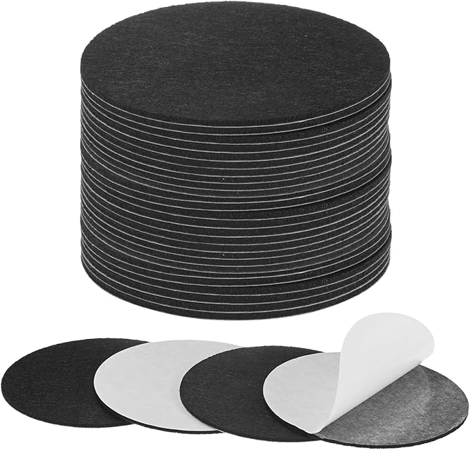 30-Pack Lamp Base Felt, 4 Inch Dia. 2mm Thick Self Adhesive Round Fabric Felt Pads for Lamp/Furniture/DIY, Non-Slip Fiber Backed Patch Circles with Adhesive Backing [Black]