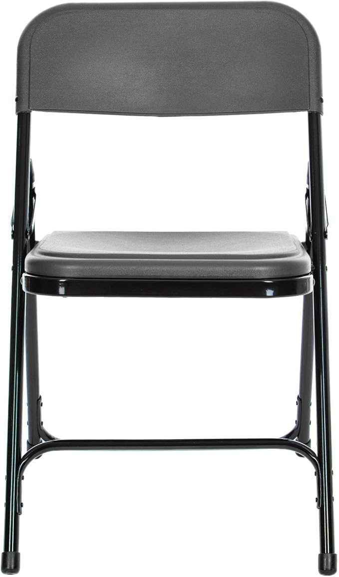 OEF Furnishings OEF800 Series Premium Heavy-Duty Plastic Folding Chairs, Lightweight, Durable Seating for Indoor and Outdoor Use, 500 lb Capacity (4-Pack, Gray Plastic with Black Frame)
