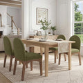 HNY Mid Century Modern Dining Chairs Set of 4, Chenille Upholstered Dining Room Chairs Armless Kitchen Chairs with Solid Rubberwood Legs, Accent Side Chairs for Living Room, Green
