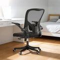 Monhey Ergonomic Office Chair with Lumbar Support, Adjustable Height, 2D Flip-up Arms, Breathable Black Mesh, Comfortable Desk Chair Chair for Home, Office, Study & Gaming
