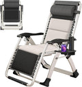 ABORON Padded Zero Gravity Chair,Premium Outdoor Lawn Folding Lounge Chairs,Sturdy Adjustable Reclining Patio Chairs with Headrest & Tray