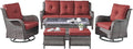 Rilyson Wicker Patio Furniture Set - 6 Piece Rattan Outdoor Sectional Conversation Sets with 2 Rocking Chair,2 Ottoman,1 Sofa and 1 Coffee Table for Porch Deck Garden(Mixed Grey/Red)