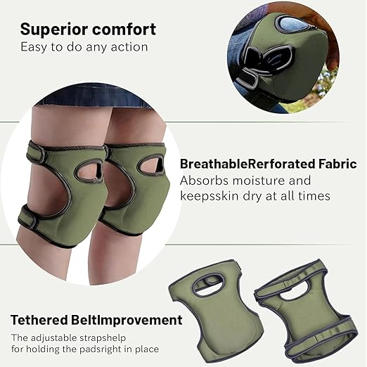 Knee Pads for Gardening - 1.5+1.5cm Dual-Layer Gel-Foam, Non-Slip, Waterproof & Breathable for Joint Support | Heavy Duty Kneeling Pads for Weeding, Floor Scrubbing, Tile Work (Black)