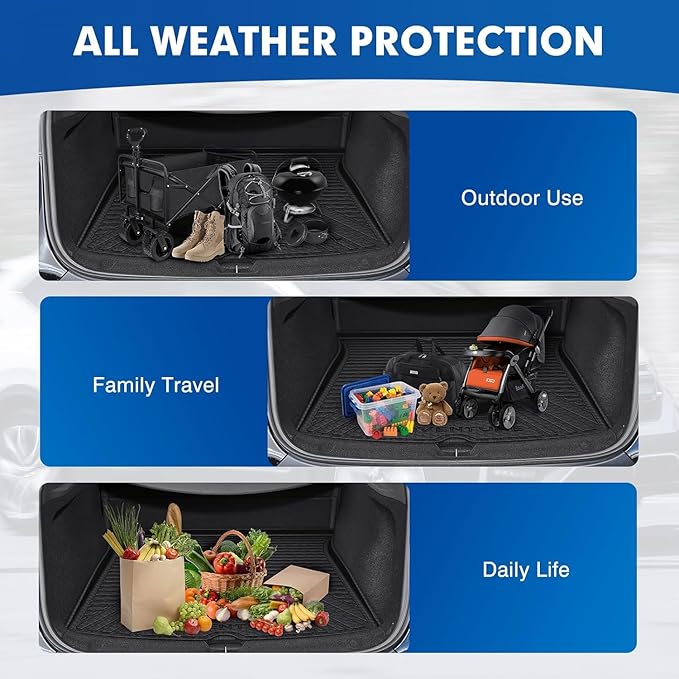 Mixsuper Floor Mats & Cargo Liner for Tesla Model Y Juniper 2025 2026 5 Seat,All Weather TPE Floor Liner Trunk Cargo mat Protectors,Full Set Car Mats for Model Y Accessories,Black