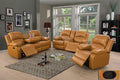 A Ainehome 3 Pieces Living Room Furniture Sets, Manual Leather Recliner Sofa Set with Storage, Reclining Couch Loveseat Chair Furniture Sofa Set for Living Room/Rv/House/Office