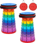 FXKS 2 Pack Portable Telescoping Stools Collapsible Stool with Cushion,Retractable Foldingstool Max Load Capacity 400lbs, Portable Collapsible Stools for Camping Hiking Outdoor BBQ Rainbow-Red