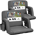 Sportneer Stadium Seats with Back Support: 2.5'' Thick Comfy Cushion 6 Adjustable Angle Bleacher Seat with Armrest - 2 Large Pockets, 2 Cup Holders Stadium Chair for Sport Events Concerts Parks