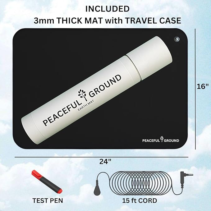 Grounding Mat for Feet with Travel Case, 16"x24" Earthing Pad for Pain Relief, Energy, Sleep, and Wellness. Indoor Grounding Pad for Home, Office, or Work