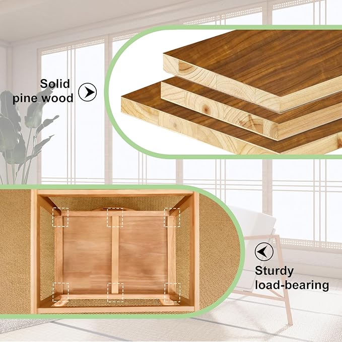 Wooden Japanese Floor Chair with Cushion, Multifunctional Floor Armchair with Backrest, Accent Meditation Legless Back Rest Chairs for Living Room, Bedroom, Balcony