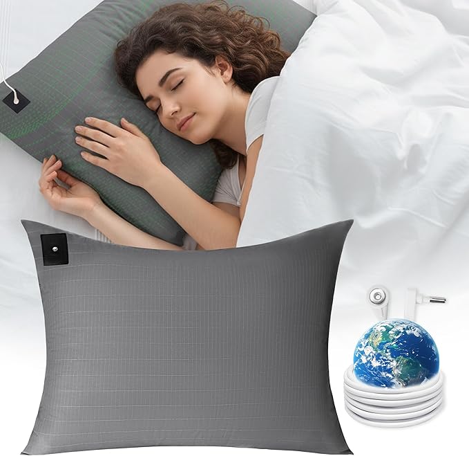 Groundingtop Pillowcase Upgraded 10% Silver Fiber Grounding Pillowcase, 90% Cotton Grounded Earth Bed Pillow Cover for Better Sleep Pain Relief Improve Energy, Queen 20x30 Inch, Gray 1PC
