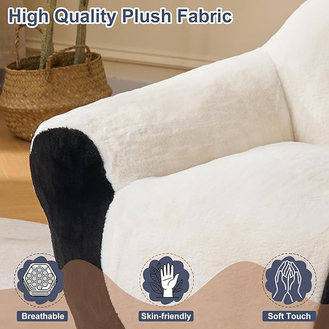 Giant Bean Bag Chair,Comfy Reading Nook Chairs for Bedroom,Animal Floor Chairs,Faux Fur Panda Bear Shaped Beanbag Chairs,Oversized Bean Bag Couch for Bedroom,Living Room