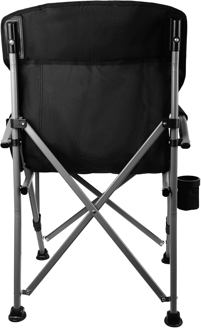 Folding Camping Chair with Cup Holder and Storage Bag, Heavy Duty Support 400 LBS, Oversized Collapsible Portable Camping Chair for Outdoor Camp, Picnic, Travel, Fishing Black