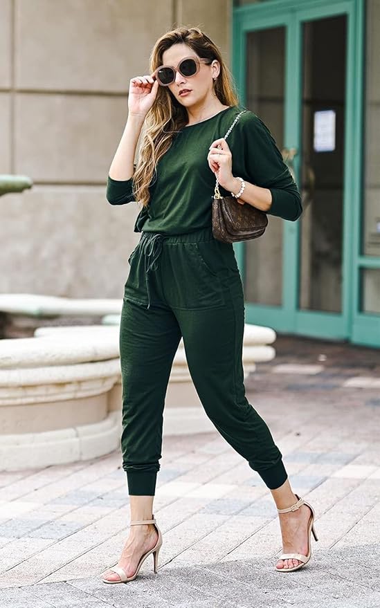 PRETTYGARDEN Women Fall 2 Piece Lounge Outfit Long Sleeve Tops High Waisted Jogger Pants Set Spring Travel Clothes Tracksuit